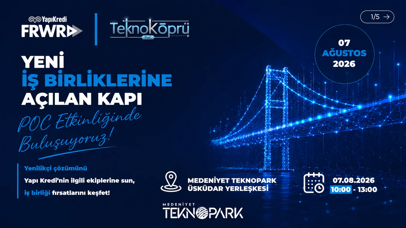 Teknoköprü PoC Etkinliği Yapı Kredi FRWR Medeniyet Teknopark’ta Gerçekleşiyor!